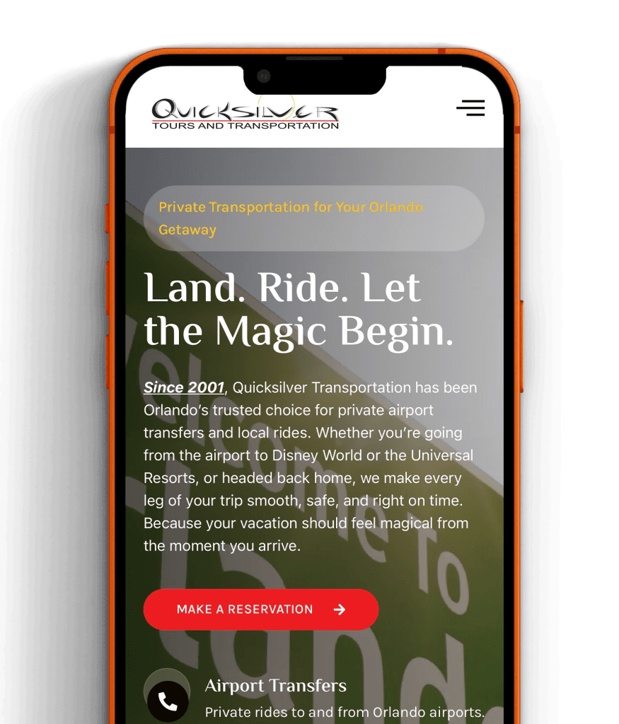 Quicksilver Tours website design showcasing a modern layout with vibrant colors and intuitive navigation.