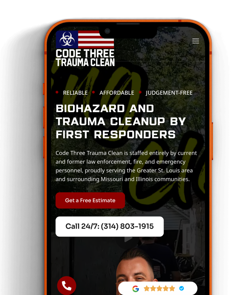Code Three Trauma Clean Web Design - Web design layout for Code Three Trauma Clean, featuring a clean and organized interface