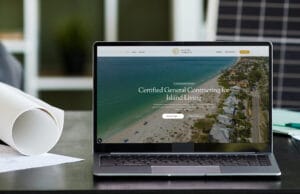 Artboard 3 featuring elements of general contractor website design Florida Keys, with a modern layout and coastal theme.