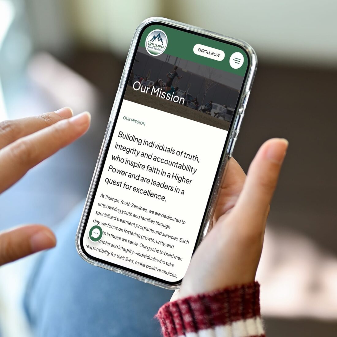 Triumph Youth Services website design showcasing layout and visual elements.