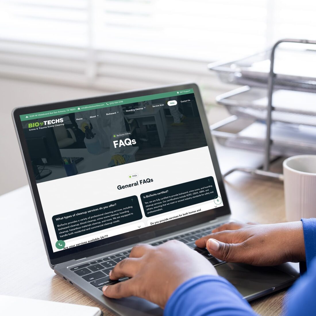 Biotechs website design showcasing a modern, clean layout with blue and white color scheme.