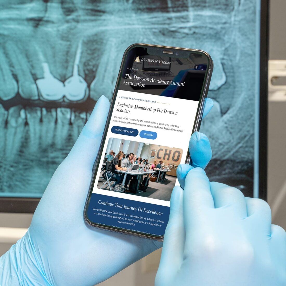 Modern dental education website design concept featuring clean layout, interactive elements, and professional imagery.