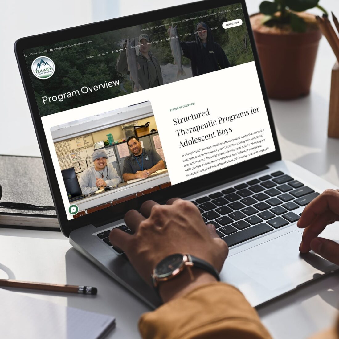 Triumph Youth Services website design showcasing a modern, user-friendly interface with vibrant colors and clear navigation.
